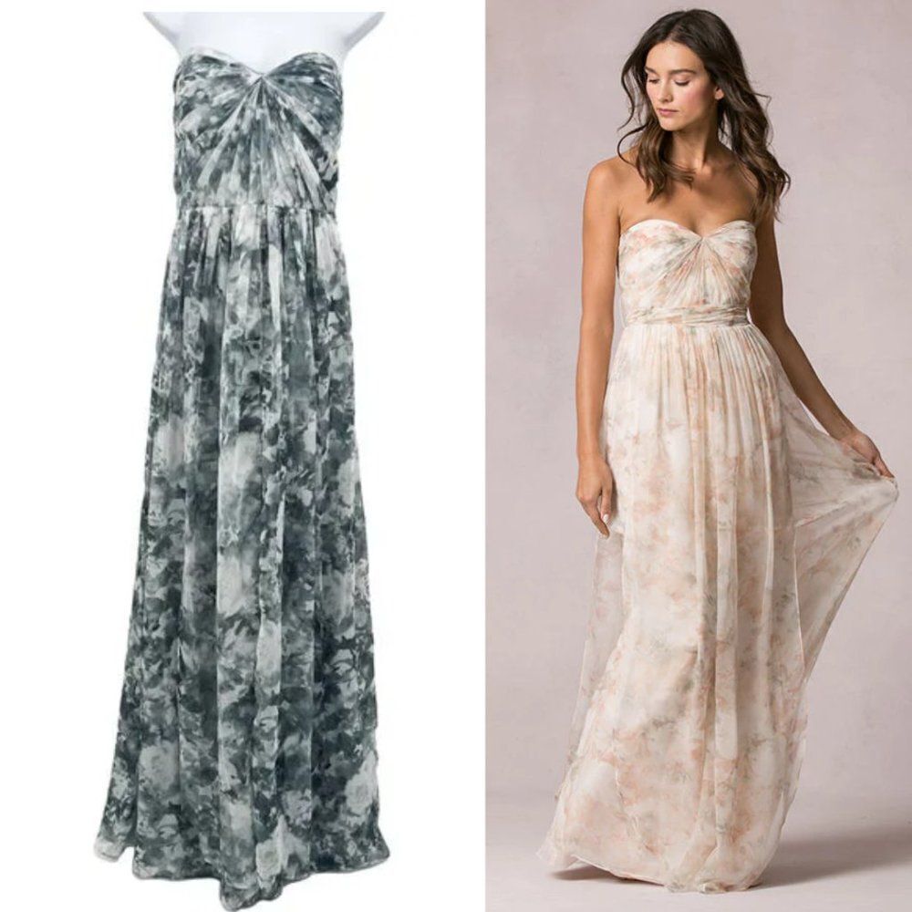 Jenny Yoo Nyla Gown Convertible Chiffon Watercolor Print Maxi Dress Nabi 12